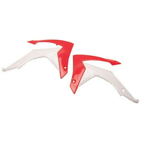 Acerbis White/Red Plastic Radiator Shrouds/Scoops (2314371030)