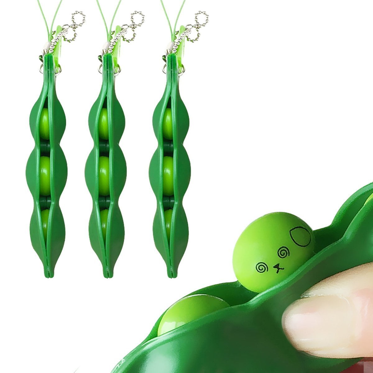 Acerich 3 Pack Edamame Keychain Fidget Toys Squeeze a Bean Puchi Puti Mugen Keyring Pea Keychain Soybean Toys Gift Walmart