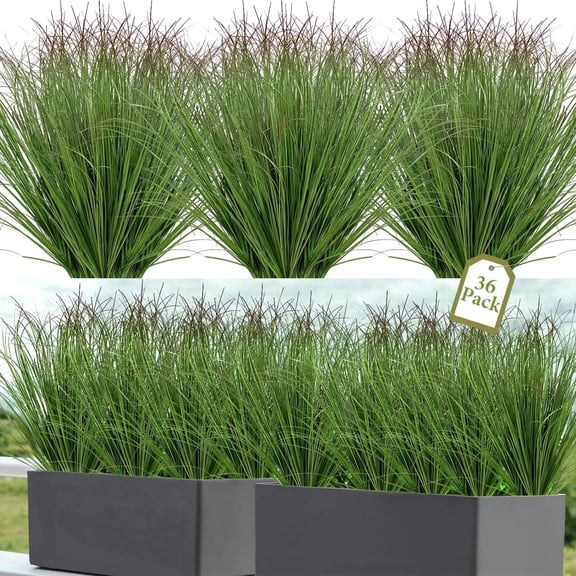 AcerichFad 36 Bundles Artificial Plants Outdoor, 20 Inch Tall Fake Shrubs Wheat Grass Faux Bushes Plant for Indoor Outdoor Garden Office Home Decor, Green
