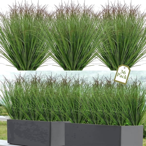 AcerichFad Artificial Plants Grass, 36 Bundles Fake Greenery Stems Faux Tall Grass Plants for Outdoor Indoor Garden Office Home Decor