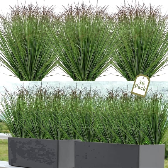 AcerichFad Artificial Plants Grass, 36 Bundles Fake Greenery Stems Faux Tall Grass Plants for Outdoor Indoor Garden Office Home Decor