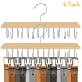 thumbnail image 1 of AcerichFad 4 Pack Belt Hangers for Clothes, Wooden Tie Hanger with 56 Hooks, 360° Swivel Space Saving Clothes Racks Closet Organizers, Nature, 1 of 7