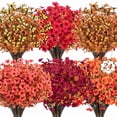 thumbnail image 1 of AcerichFad Fall Flowers Outdoors, 24 Bundles Artificial Autumn Fake Silk Flowers Faux Plants with Butterflies for Outside Indoor Yard Garden Porch Patio Home Decor, Red Orange, 1 of 10