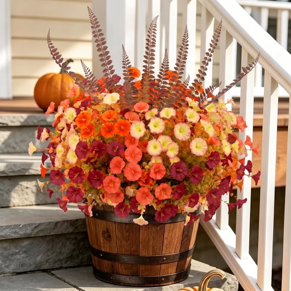 AcerichFad Fall Flowers Outdoor, 13 Bundles Artificial Autumn Fake Silk Flowers Faux Plants for Outside Indoor Yard Garden Porch Patio Home Decor