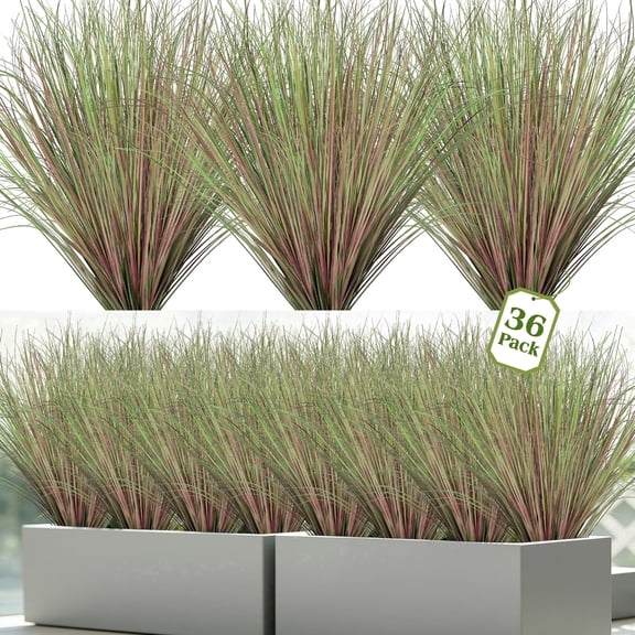 AcerichFad Fall Artificial Plants Grass, 36 Bundles Faux Tall Grass Plants Fake Greenery Stems Fall Decoration for Indoor Outdoor Garden Office Home Decor, Purple