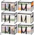thumbnail image 1 of AcerichFad Moving Bags Heavy Duty, 6 Pack 104 L Extra Large Packing Storage Bags with Reinforced Handle Zipper for Moving Travel Camping College Supplies, Clear, 1 of 7