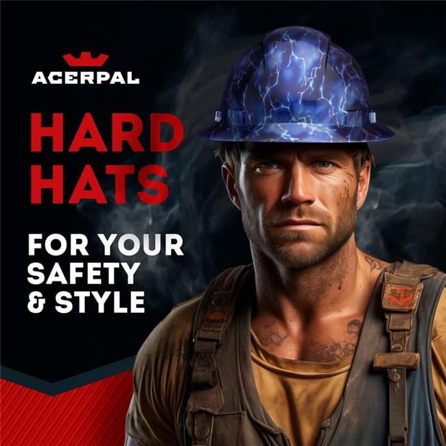 Acerpal 1AR12GV Full Brim Blue Lightning Gloss Finish Vented Hard Hat
