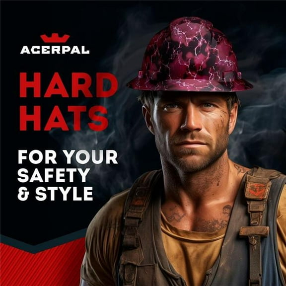 Acerpal 1AR13GV Full Brim Pink Lightning Gloss Finish Vented Hard Hat