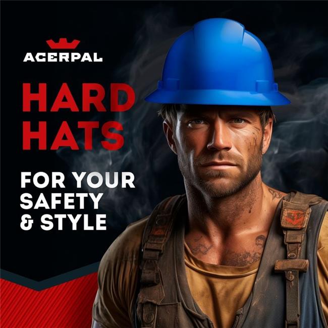 Acerpal 1BLNV Full Brim Blue Non-Vented Hard Hat