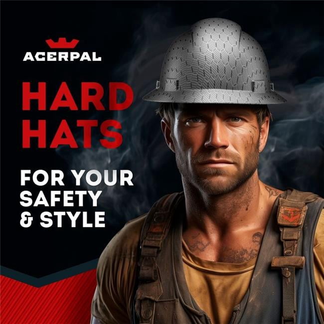 Acerpal 1CF10BKM Full Brim Silver & Black Honeycomb Carbon Fiber Design Matte Finish Non-Vented Hard Hat