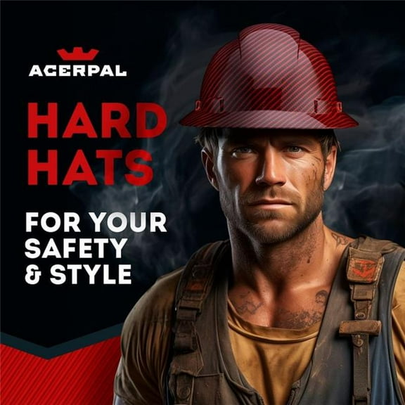 Acerpal 1CF13G Full Brim Red Carbon Fiber Design Gloss Finish Non-Vented Hard Hat