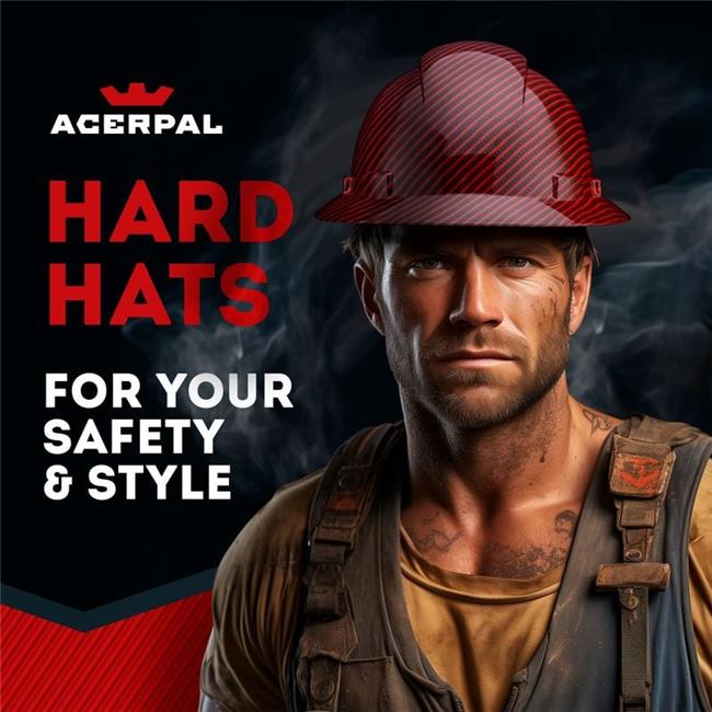 Acerpal 1CF13GV Full Brim Red Carbon Fiber Design Carbon Fiber Design Gloss Finish Vented Hard Hat