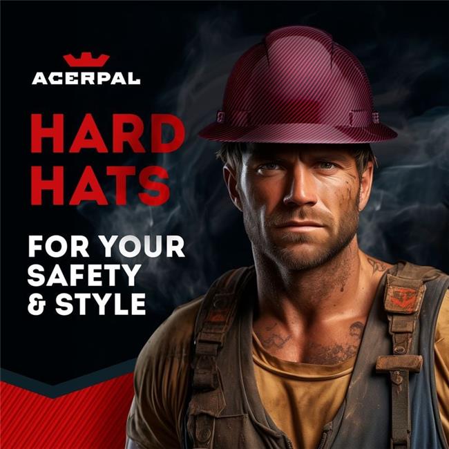 Acerpal 1CF14GV Full Brim Red & Black Carbon Fiber Design Carbon Fiber Design Gloss Finish Vented Hard Hat