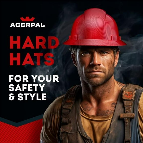 Acerpal 1CF16G Full Brim Red Textured Carbon Fiber Design Gloss Finish Non-Vented Hard Hat