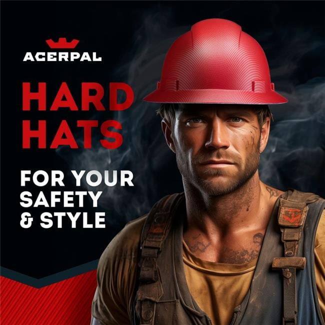 Acerpal 1CF16MV Full Brim Red Textured Carbon Fiber Design Gloss Finish Vented Hard Hat