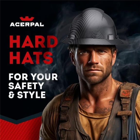 Acerpal 1CF17G Full Brim Grey & Silver Classic Carbon Fiber Design Gloss Finish Non-Vented Hard Hat