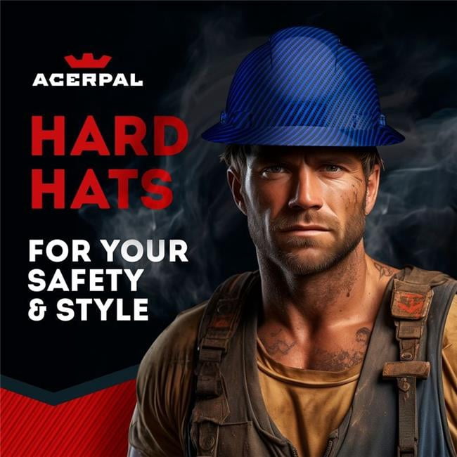 Acerpal 1CF19G Full Brim Blue Carbon Fiber Design Gloss Finish Non-Vented Hard Hat