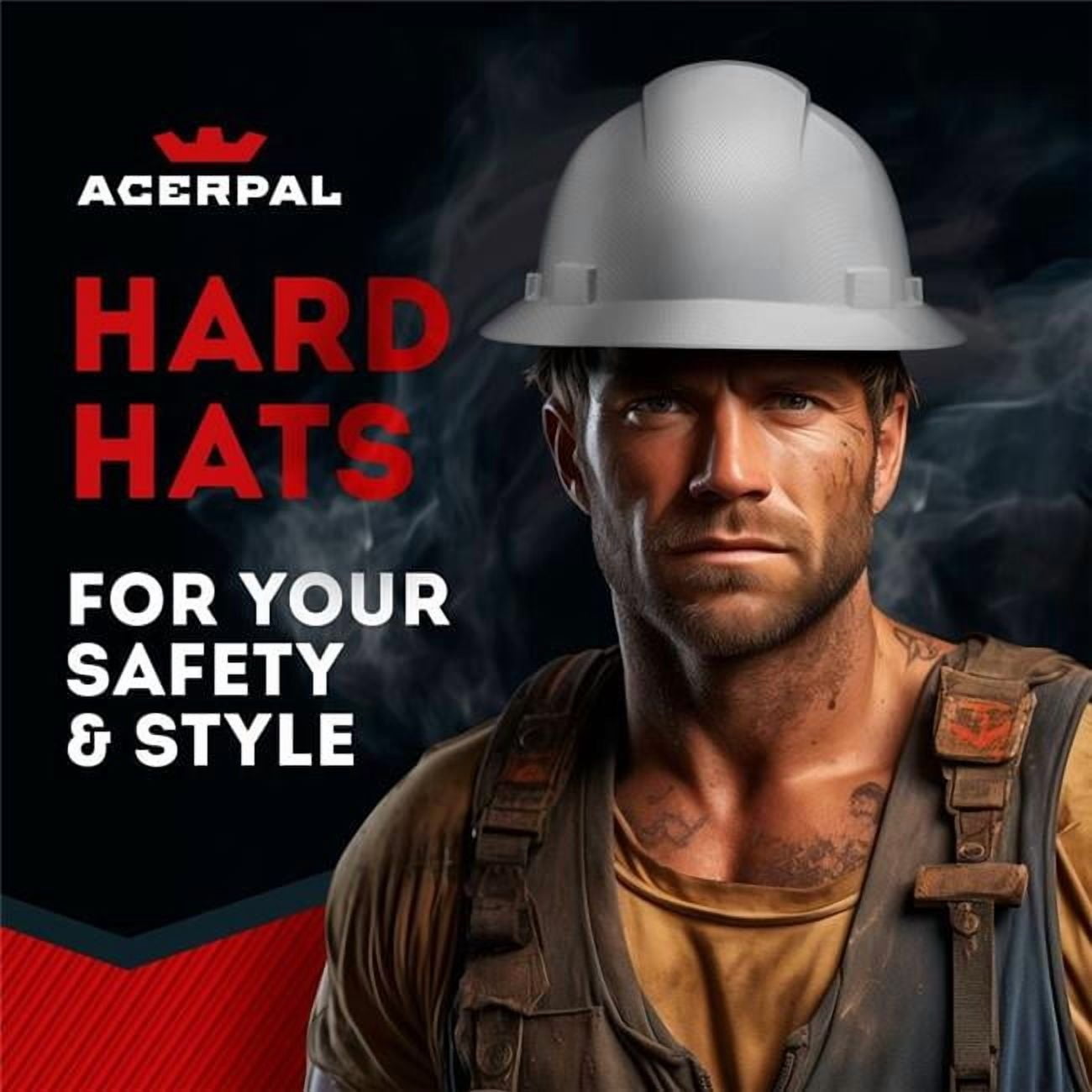 Acerpal 1CF1G Full Brim Light Grey Carbon Fiber Design Gloss Finish Non-Vented Hard Hat