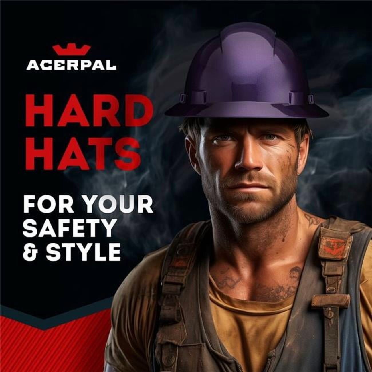 Acerpal 1CF25G Full Brim Purple Weave Carbon Fiber Design Gloss Finish Non-Vented Hard Hat