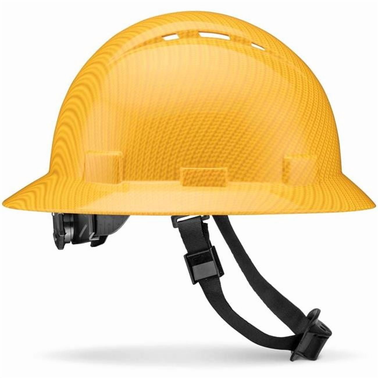 Acerpal 1CF28GV Full Brim Yellow Textured Carbon Fiber Design Gloss Finish Vented Hard Hat