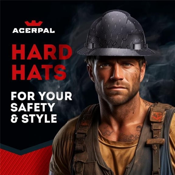 Acerpal 1CF2G Full Brim Black Honeycomb Carbon Fiber Design Gloss Finish Non-Vented Hard Hat