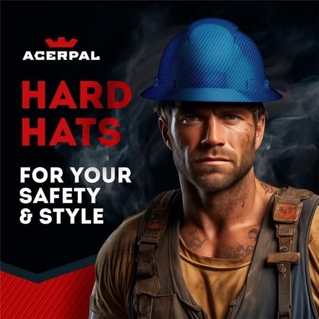 Acerpal 1CF39GV Full Brim Color Navy Carbon Fiber Design Gloss Finish Vented Hard Hat