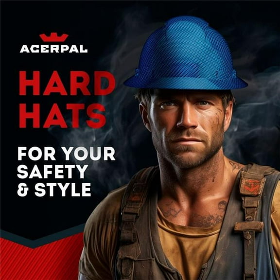 Acerpal 1CF39GV Full Brim Color Navy Carbon Fiber Design Gloss Finish Vented Hard Hat