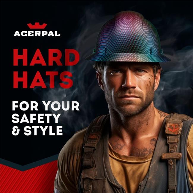 Acerpal 1CF3M-1 Full Brim Color Weave Carbon Fiber Design Matte Finish Non-Vented Hard Hat