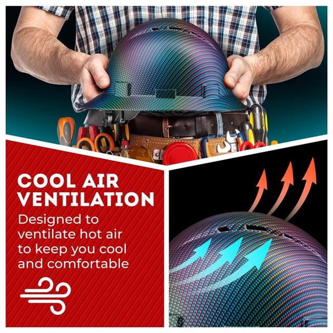 Acerpal 1CF3MV Full Brim Color Weave Carbon Fiber Design Matte Finish Vented Hard Hat