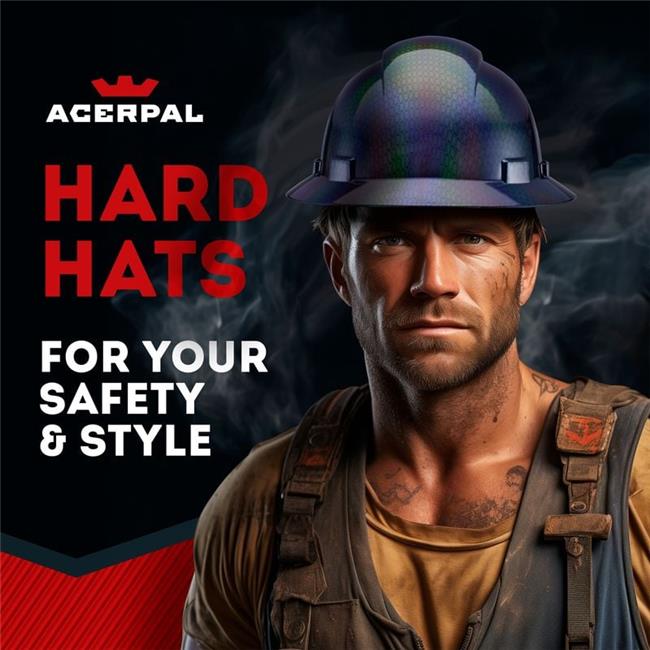 Acerpal 1CF5GV Full Brim Classic Black Carbon Fiber Carbon Fiber Design Gloss Finish Vented Hard Hat