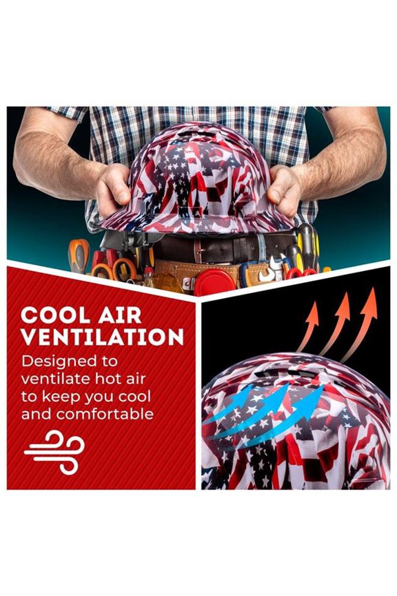 1CP1GV Full Brim American Flag Gloss Finish Vented Hard Hat