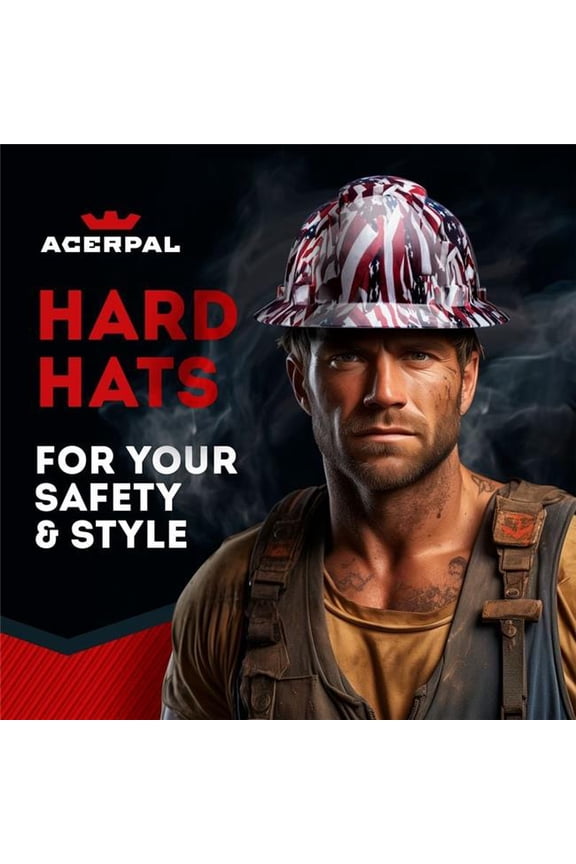1CP1WHG Full Brim American Flag Gloss Finish Non-Vented Hard Hat