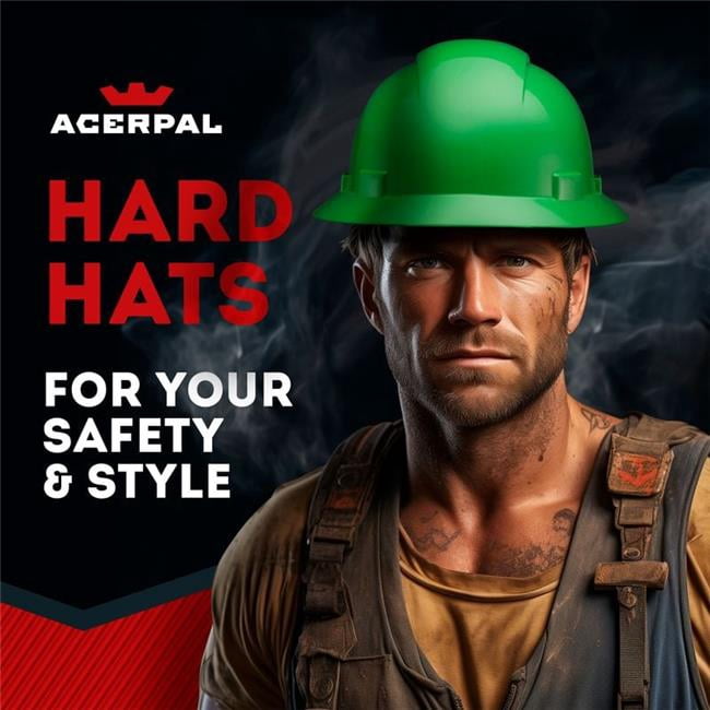 Acerpal 1GNNV Full Brim Green Non-Vented Hard Hat