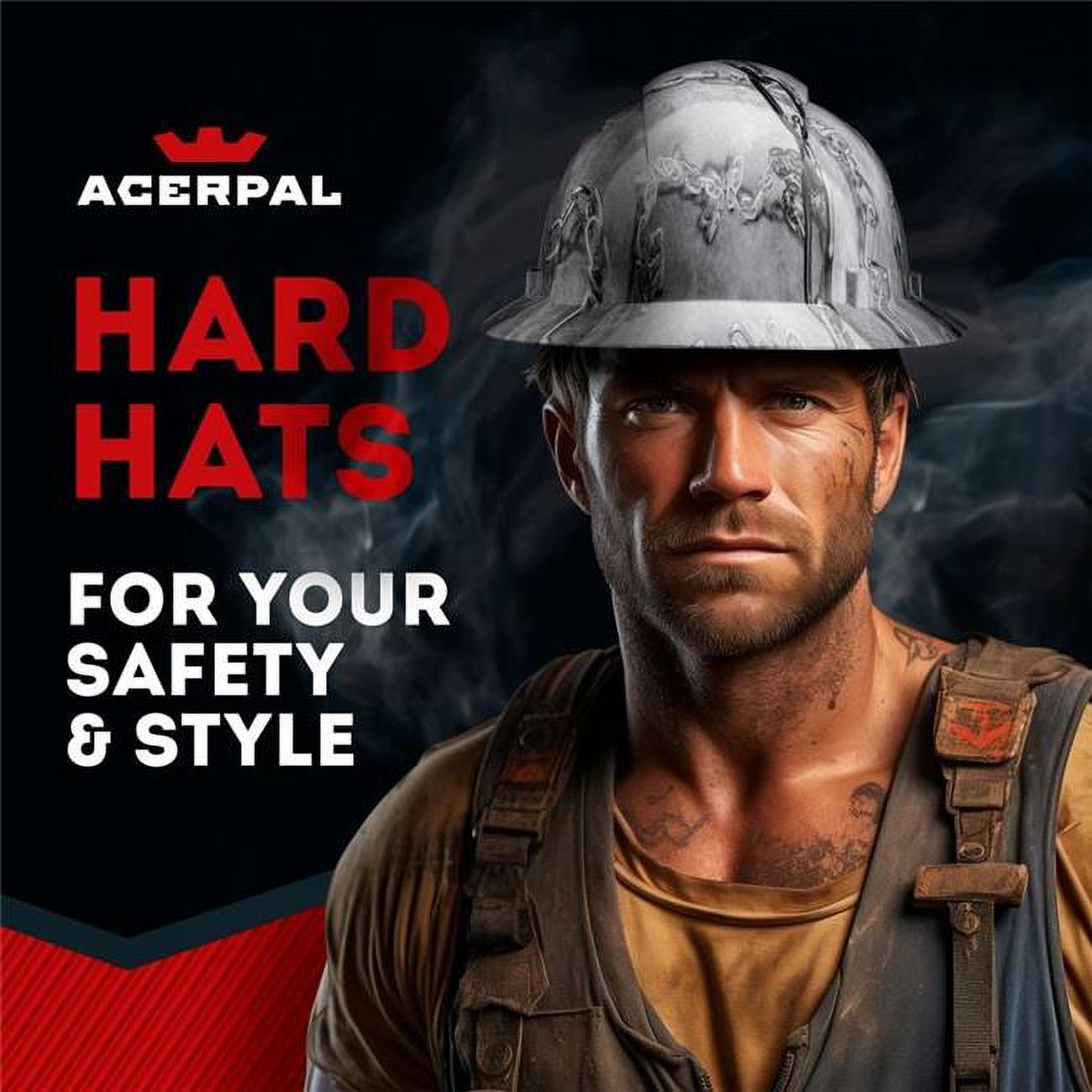 Acerpal 1MT2G Full Brim Chain Gloss Finish Non-Vented Hard Hat