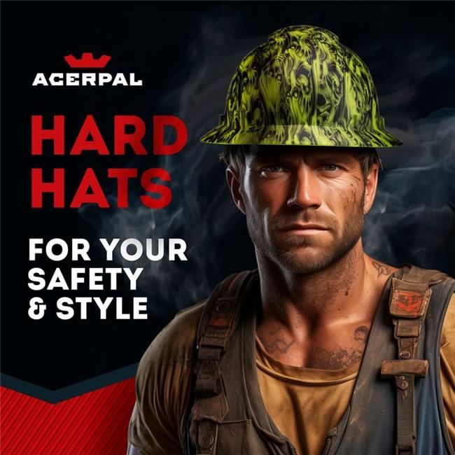 Acerpal 1TT8LM Full Brim Three Wise Skulls Matte Finish Non-Vented Hard Hat