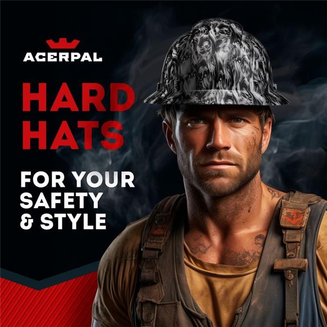Acerpal 1TT8WM Full Brim Three Wise Skulls Matte Finish Non-Vented Hard Hat