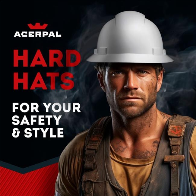 Acerpal 1WHNV Full Brim White Non-Vented Hard Hat