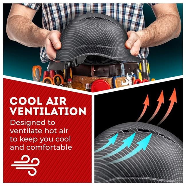 Acerpal 2CF5MV Cap Style Classic Black Carbon Fiber Design Matte Finish Vented Hard Hat