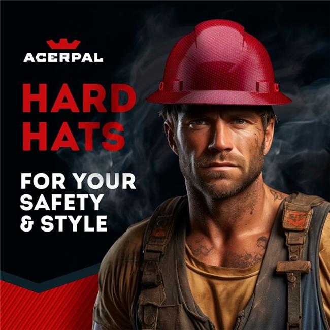 Acerpal 1CF23GV Full Brim Red Weave Carbon Fiber Design Gloss Finish Vented Hard Hat