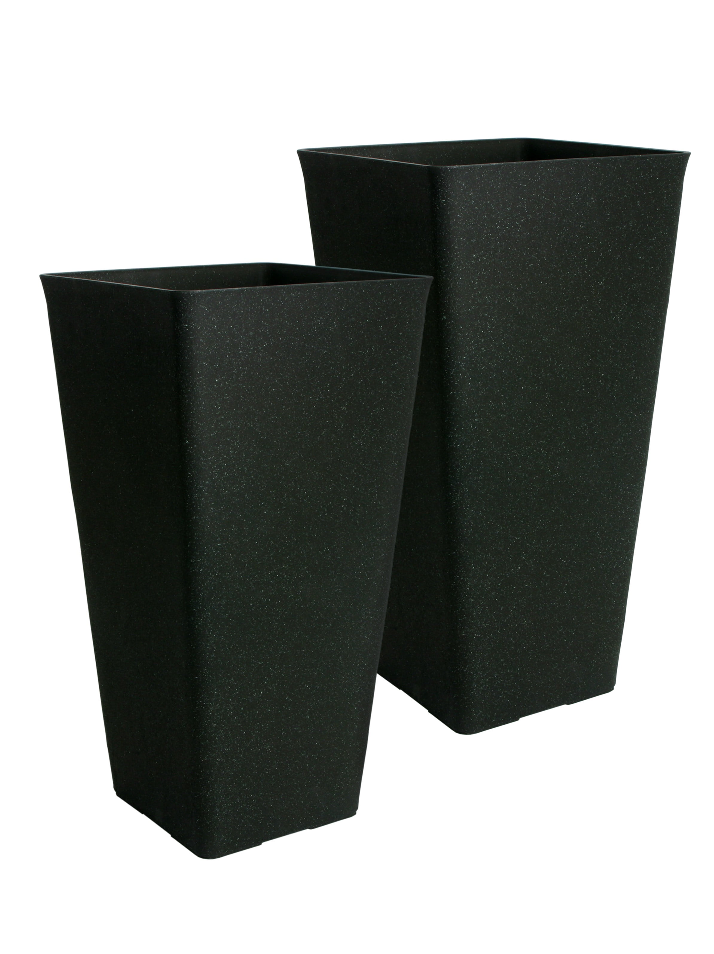 Acerra 30" Black Stone and Resin Tall Planters (Set of 2)