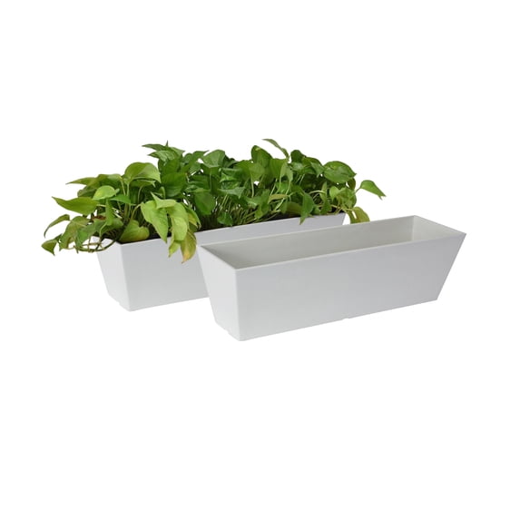 Acerra Windowbox Planter 22" x 6" x 6"H, White, 2 Pack