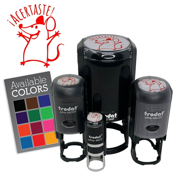 Acertaste Spanish Right Correct Cheering Mouse Teacher Stamp Self-Inking Rubber Stamp for Stamping Ink Stamper Crafting Planners - 1/2 Inch Mini - Dry Pad (No Ink)