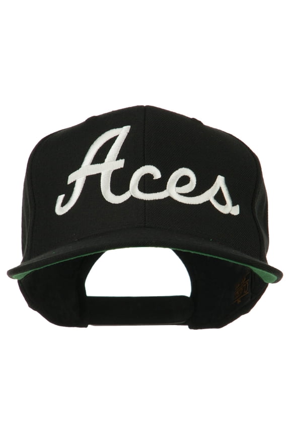 Aces Embroidered Flat Bill Cap - Black OSFM