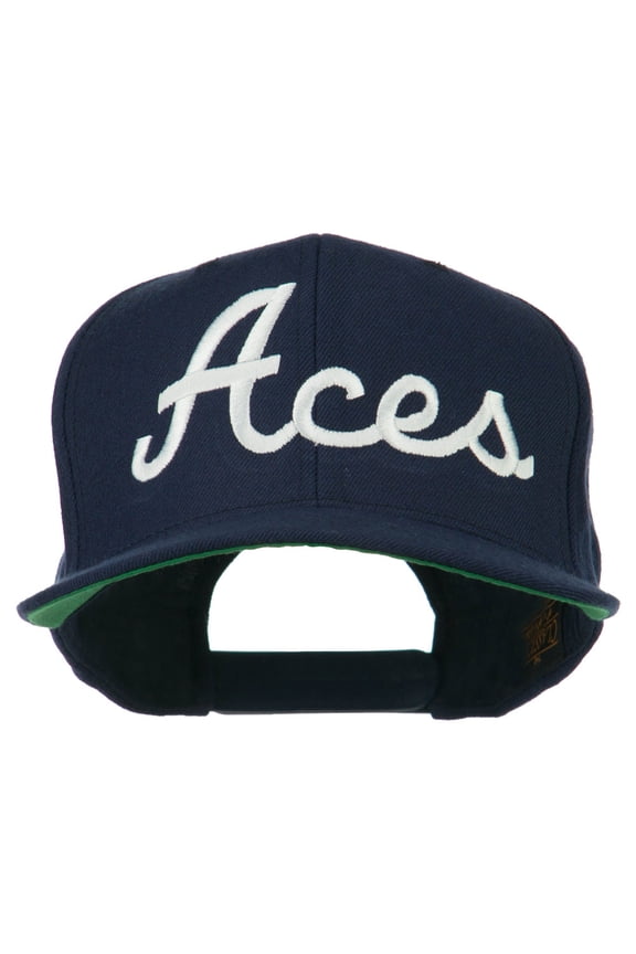 Aces Embroidered Flat Bill Cap - Navy OSFM