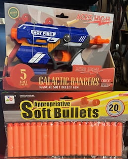 Aces High Galactic Rangers Manual Soft Bullet Gun, 5 Darts + 20 Pk of Darts