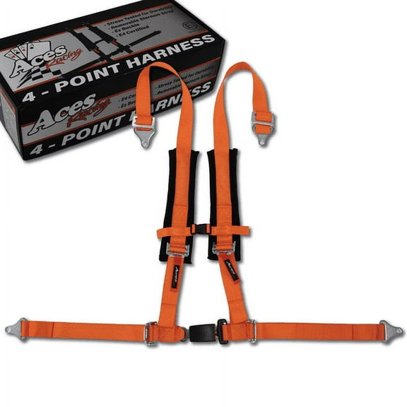 Aces Racing (Single) Orange 4 Point Harness with Ez-Buckle