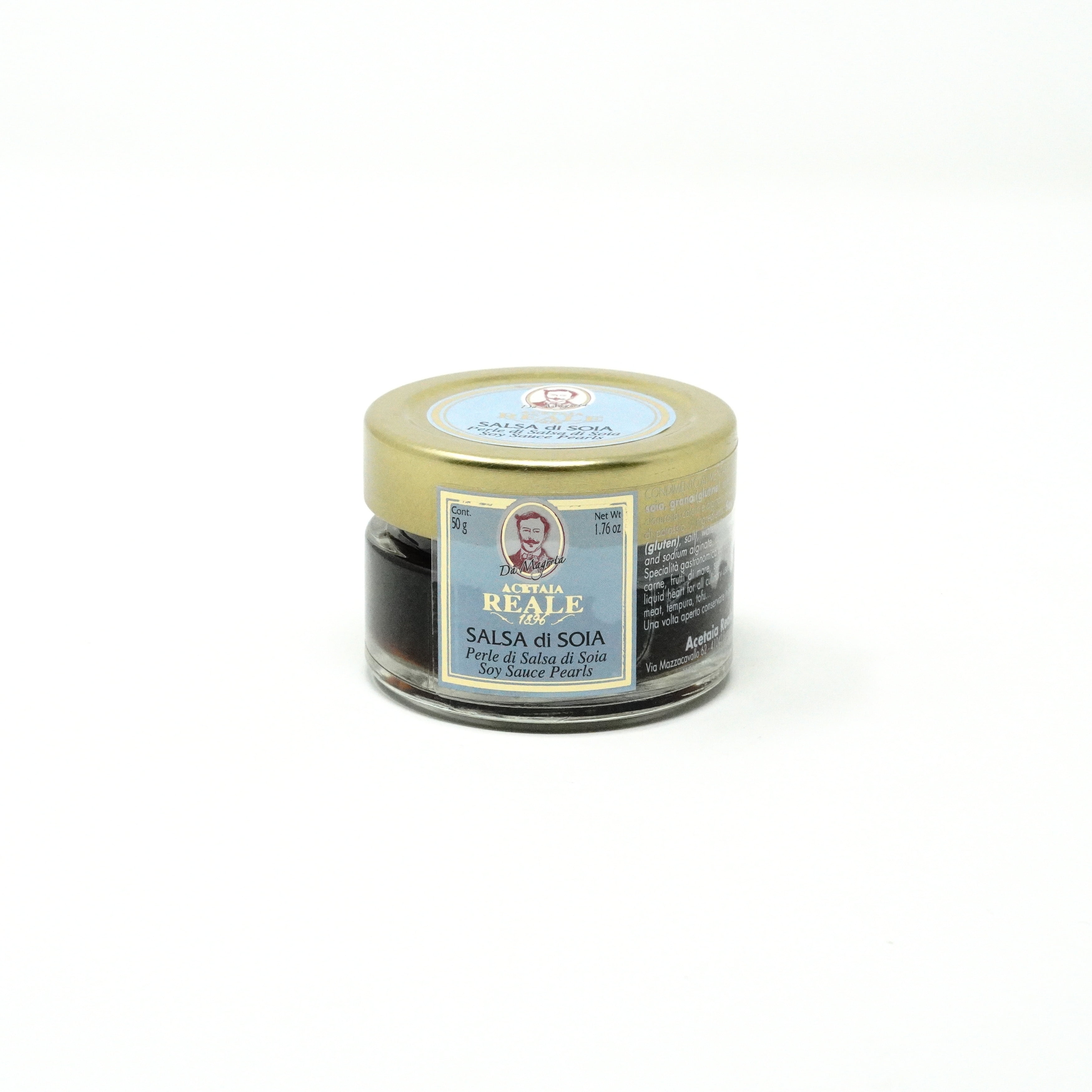 Acetaia Reale Soy Sauce Pearls, 13oz Glass Jar - Flavored Pearls (350g)