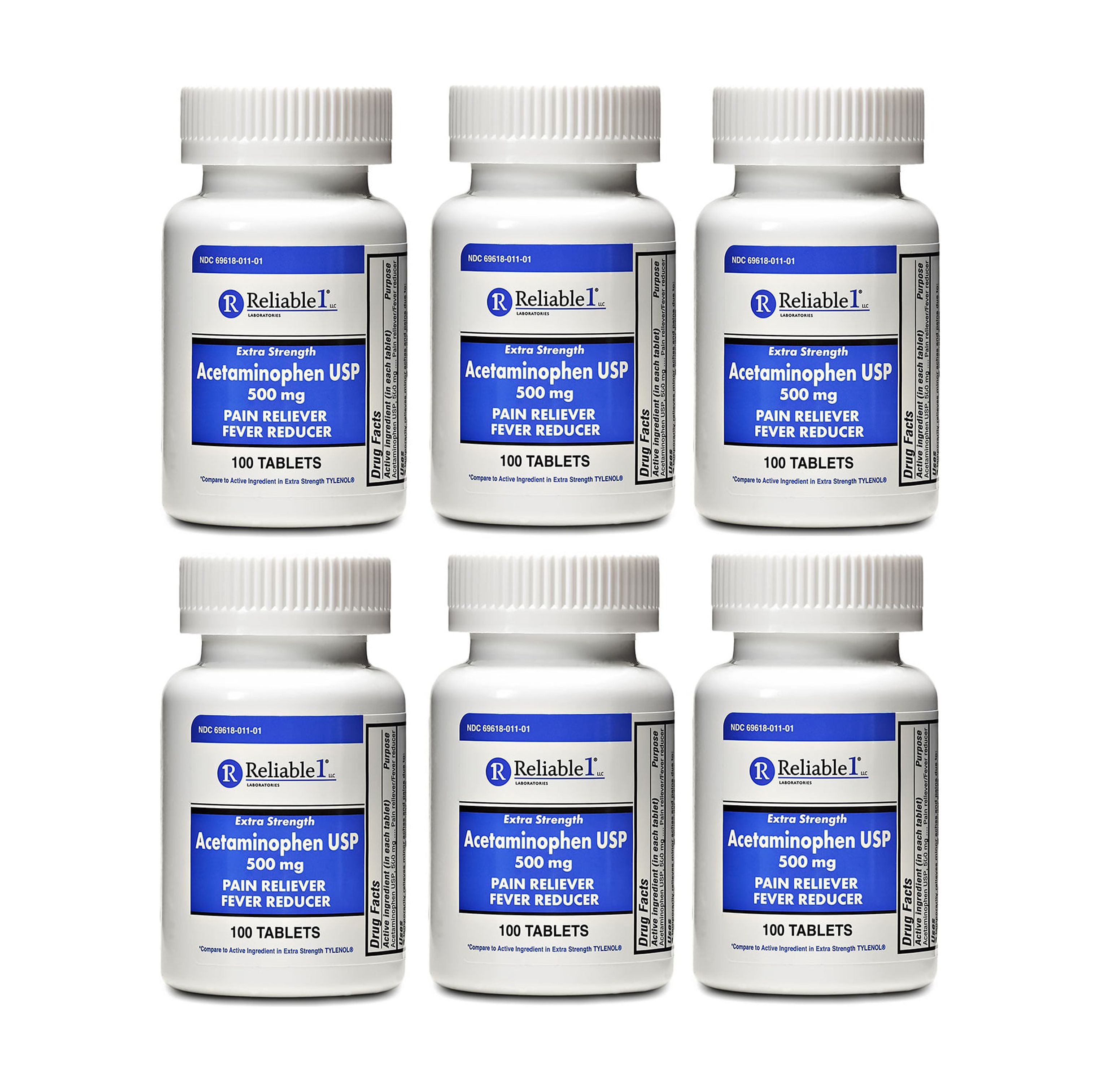 Acetaminophen 500 mg Generic for Tylenol Extra Strength 600 Tablets