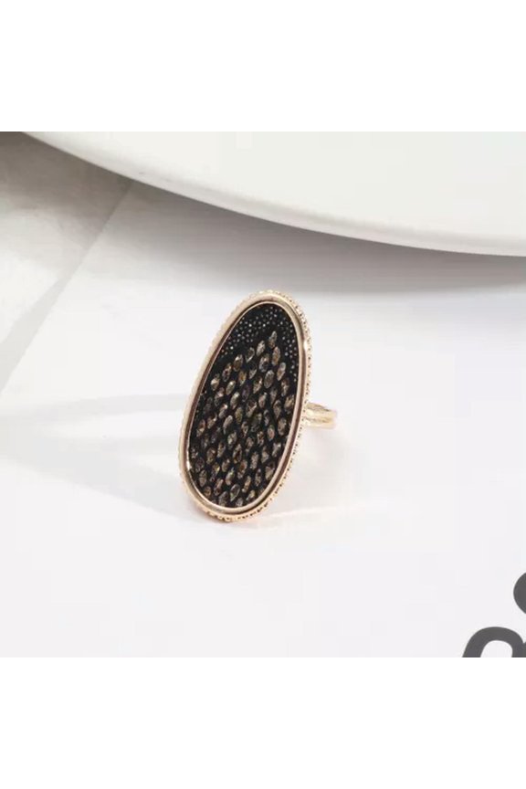 Acetate Abalone Shell Oval StoneTurquoise Leopard Band Ring Women Chic Jewelry