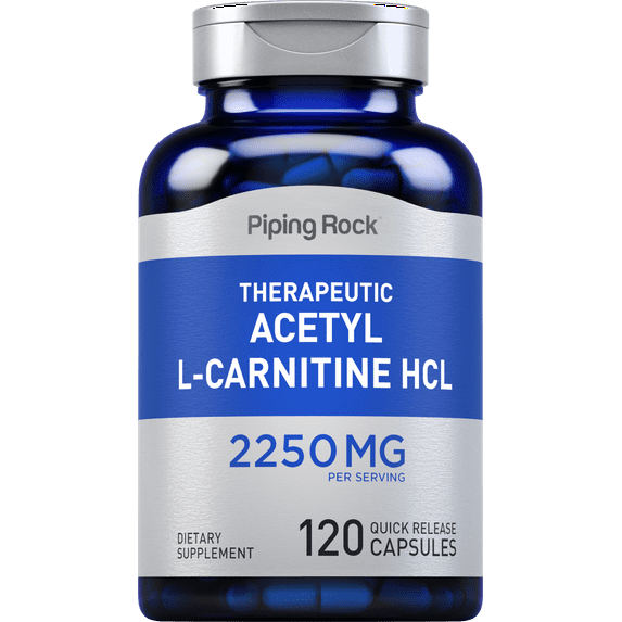 Acetyl L-Carnitine | 2250 mg | 120 Capsules | Therapeutic HCL Supplement | by Piping Rock